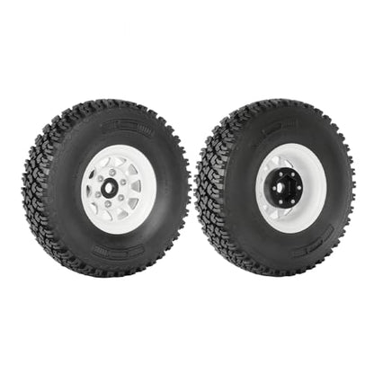 4PCS 1.55 Inch Beadlock Metal Wheel Rim and Rubber Tires Set for 1/10 RC Rock Crawler Car for Axial AX90069 D90 TF2 Tamiya CC01 LC70(90mm-10Holes White) - color: 90mm-10holes White