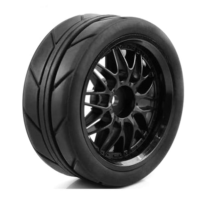 fujita 1/10 RC ON-Road Rubber Tires& Wheels Rims 65mm OD for HPI Tamiya TT01 TT02B Kyosho FAZER MK2 Lc Racing HSP RGT RC 3RACING D5 1/10 RC Rally Car (Black) - color: Black