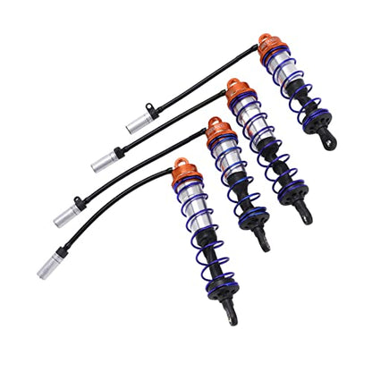 RC Damper, Aluminum Alloy Oil Adjustable Front Rear Shocks with High Elasticity Spring 4PCS for 1/8 Scale RC Crawler Truck Truggy Off-Road Racing and Hobbyist Use - color: Orange