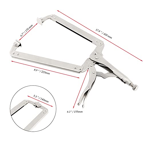 JOIKIT 3PCS 18 Inch C-Clamp Locking Pliers, Welding Pliers Set, Large Face C Clamp with Swivel Pads, Vise Grip C-Clamp for Woodworking Carpentry, Welding, Electrical Equipment - size: 18 Inch 3 PCS