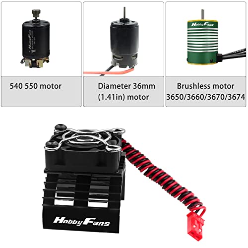 RC Motor Heat Sink with 5V Cooling Fan Fit 540 550 3650 F540 3660 3670 Size Brushless Motor Engine Heatsink for 1/10 RC Car Truck Buggy Crawler - style: Black