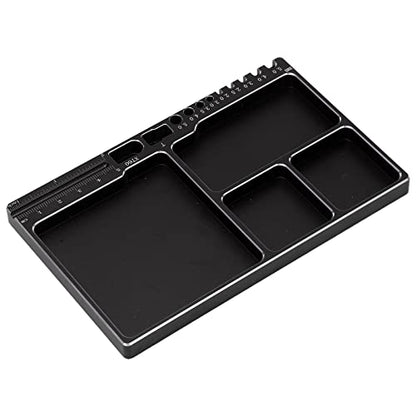 Drfeify RC Repair Screw Tray,Portable Aluminium Alloy Magnetic Magnetic Parts Tray with Magnetic Pad for RC Repair (Black) - color: Black