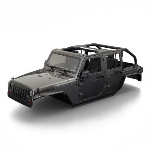 1/10 RC Jeep Wrangler Convertible Hard Shell Kit, for 1/10 RC Crawler TRX4 Axial SCX10 90046 90027 313 Wheelbase Shell Modification Accessories (Titanium Gray) - color: Dark Gray