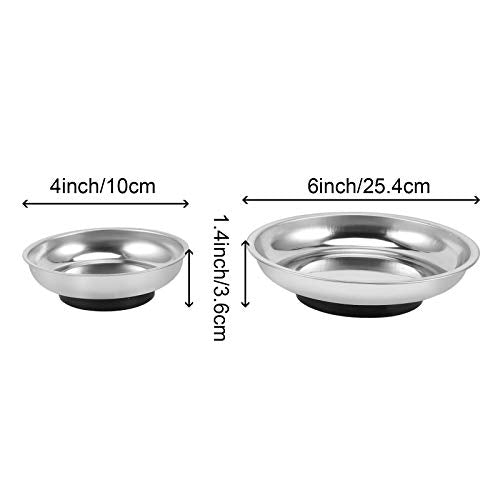 ZOENHOU 10 PCS 4” 6” Round Magnetic Tray, Stainless Steel Magnet Parts Tools Trays Parts Screw Holder Metal Collector for Mechanics Hobbyists Woodworker - size: Round 10 PCS