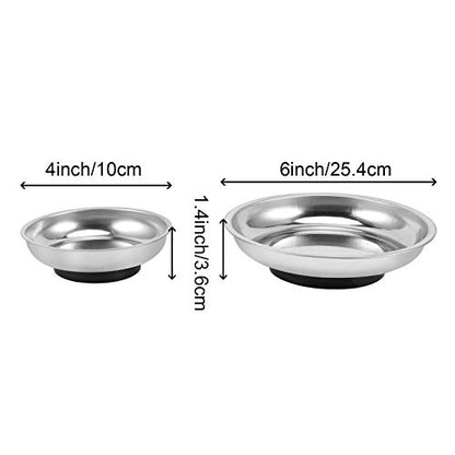 ZOENHOU 10 PCS 4” 6” Round Magnetic Tray, Stainless Steel Magnet Parts Tools Trays Parts Screw Holder Metal Collector for Mechanics Hobbyists Woodworker - size: Round 10 PCS
