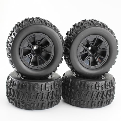 KingVal 4PCS Rubber Wheels Tires 90x43mm Hex 12mm RC Spare Parts Compatible with SCY 16101 16101PRO 16102 16102PRO WLtoys 144010 MJX 14209 14210 RC Car