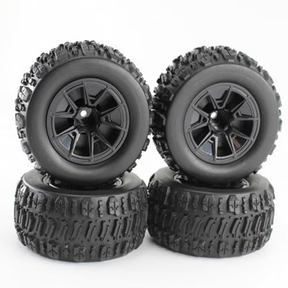 KingVal 4PCS Rubber Wheels Tires 90x43mm Hex 12mm RC Spare Parts Compatible with SCY 16101 16101PRO 16102 16102PRO WLtoys 144010 MJX 14209 14210 RC Car
