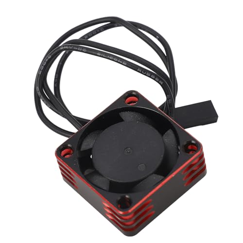 Uxsiya Brushless Motor ESC Cooling Fan, High Speed Dissipation 25x25mm Aluminium Alloy RC Electric Motor Cooling Fan Solid Construction Universal Fit for RC Car (Red)