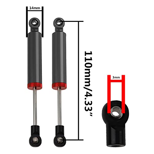4Pcs RC Car Shocks Shock Absorber Internal Spring Shocks Damper Upgrade Parts Compatible with Axial SCX10 Traxxas TRX4 Redcat Tamiya 1/10 RC Crawler (Hole Distance:110mm, Black)