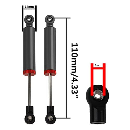 4Pcs RC Car Shocks Shock Absorber Internal Spring Shocks Damper Upgrade Parts Compatible with Axial SCX10 Traxxas TRX4 Redcat Tamiya 1/10 RC Crawler (Hole Distance:110mm, Black)