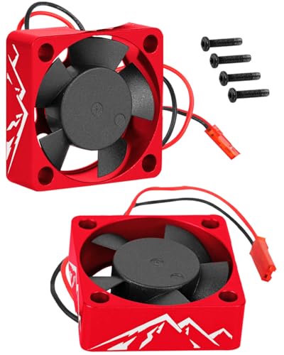 Heatsink High Speed Motor Cooling Fan 28000RPM,30MM Heat Sink with 4.8-8.4V Cooling Fan Upgrades Part for 1/10 1/8 Brushless Motor RC Car 36 42 Series 3660 3650 3670 540 F540 550.Red - color: Red(2PCS)