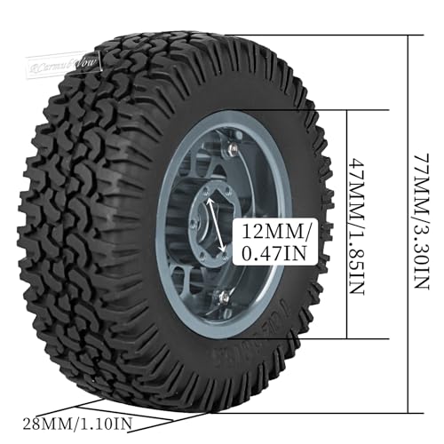 1.55 Inch Aluminum Alloy Beadlock Wheel and Tires for Tamiya AX90069 D90 TF2 CC01 CC02 1/10 RC Crawler Car,1.55 Beadlock Tires RC Rims,Soft Rubber All Terrain Tyre Metal Rims,Titanium - color: Titanium(4pcs)