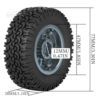 1.55 Inch Aluminum Alloy Beadlock Wheel and Tires for Tamiya AX90069 D90 TF2 CC01 CC02 1/10 RC Crawler Car,1.55 Beadlock Tires RC Rims,Soft Rubber All Terrain Tyre Metal Rims,Titanium - color: Titanium(4pcs)