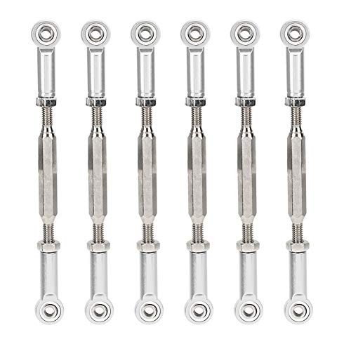 6 Pcs 88mm Aluminum Alloy Adjustable Push Rods, Turnbuckle Rod Linkage for RC Car Upgrade Parts, Silver - color: Silver