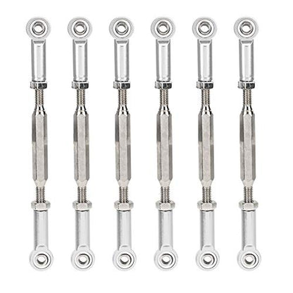 6 Pcs 88mm Aluminum Alloy Adjustable Push Rods, Turnbuckle Rod Linkage for RC Car Upgrade Parts, Silver - color: Silver