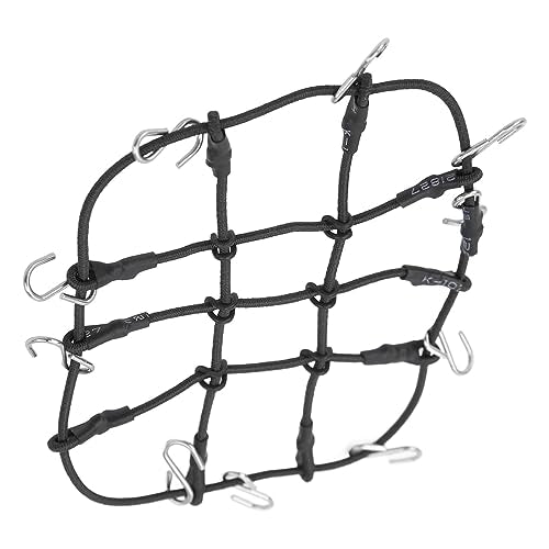 1/18 RC Elastic Luggage Net with Decorative RC Crawler Car Luggage Net for 1/18 RC Cars, for scx24 1/24 Roof Rack, RC Accessories (Black)