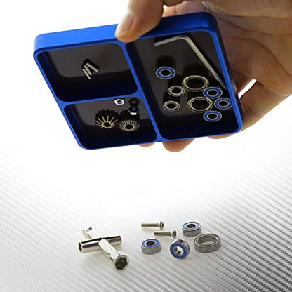 MOUDOAUER CNC Aluminium Magnetic Screw Tray Nut Gasket Storage Tool for RC Car Boat Model Spare Part Accessory - color: Blue
