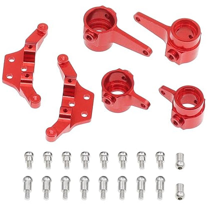 Aluminum Alloy Steering Knuckles Kit A-Arms Suspension Arm Rear Link Rod Shocks & Dogbones(CVD) Upgrade Parts Compatible with WLtoys K969 K979 K989 K999 P929 P939 284131 1/28 RC Car(Red) - color: Red