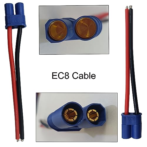 2 Pairs EC8 Style Male and Female Connector Adapter Plug with 15cm 10awg Silicone Wire Cable for RC Lipo Battery