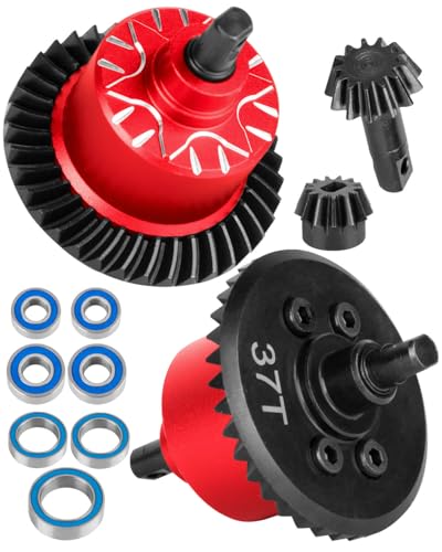 RC Diff Gear 37T Upgrades Part for 1/10 Slash 4X4 VXL/Rustler 4X4 VXL/Stampede 4X4 VXL/Hoss 4X4 VXL/XO-1,Front Rear Differential Hop Ups,Red - color: Red-(upgrades Part）