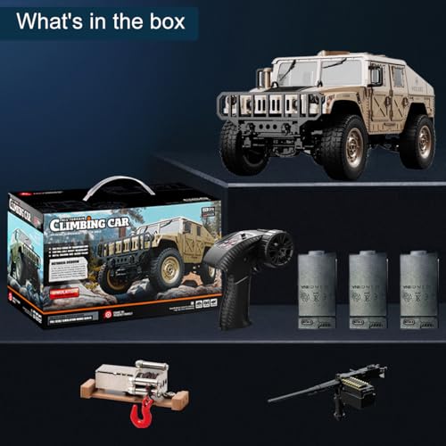 C8835 1:12 4WD Military RC Humvee 2.4G Off-Road Rock Crawler | Realistic military RC truck, 4-wheel drive climbing vehicle with stable 2.4GHz remote control for all terrains - color: C8835-yellow
