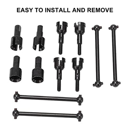 Zerodis RC Drive Shaft Dogbones Aluminum Alloy Diff Cup Joint Axle Set 4Pcs Front Rear Drive Shaft Set for 1 18 Scale RC Car DIY Users for A949 A959 A969 A979 K929 (Black) - color: Black