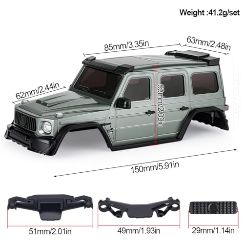 Hard Body Shell for Axial SCX30 1/30 RC Crawler ABS Plastic Body Cover with Light Bucket & Spare Tire Mount Direct Fit Replacement DIY Upgrade (Black) - color: Black