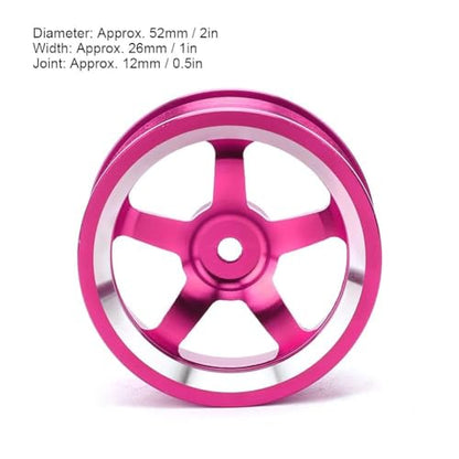 HERCHR RC Wheel Hub, 4Pcs Aluminum Alloy Wheel Rim Hub Accessory Parts for HSP94123 1/10 RC Drift Crawler Car - color: Pink