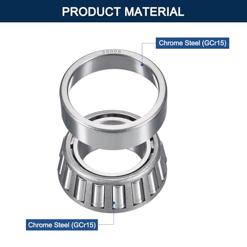 2 Pack 33006 Tapered Roller Bearing Cone and Cup Set | 30mm Bore 55mm OD 20mm Cup Width, Chrome Steel Taper Bearings Set, ABEC-3 - size: 33006