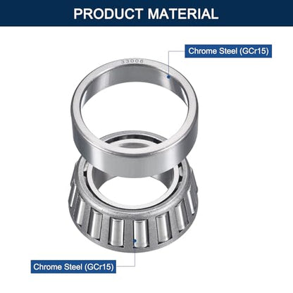 2 Pack 33006 Tapered Roller Bearing Cone and Cup Set | 30mm Bore 55mm OD 20mm Cup Width, Chrome Steel Taper Bearings Set, ABEC-3 - size: 33006