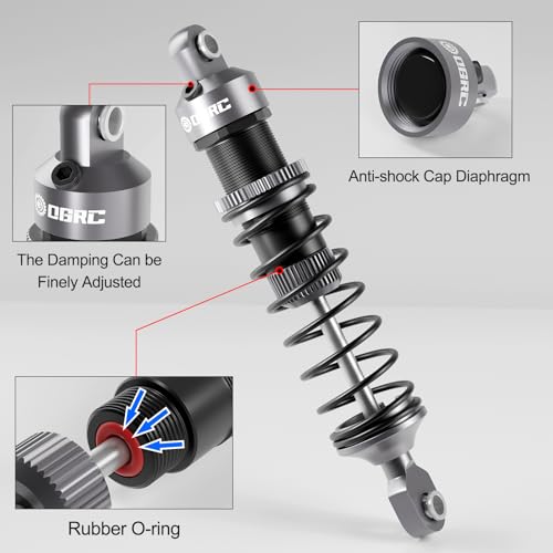 OGRC 92mm RC Shock Absorber for 1/16 Traxxas Mini Maxx XRT 1/10 TRX4 SCX10 | Aluminum, with Progressive Springs, Top-cap Bleeder Hole, Oil Shocks, Grey - color: Grey