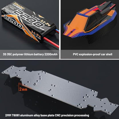 ZD Racing BX-12 1/12 Remote Control Off-Road Car Compatible with 3S Batteries, 2.4G Brushless 4WD 70KM/H RC Climbing Car Mini Electric RC Buggy Rock Crawler Toy Gift -RTR - style: ZD Racing BX-12 1/12, Blue
