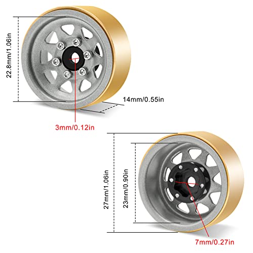 OGRC 1.0 RC Wheels with Brass Rings for 1/18 TRX4M 1/24 SCX24 (Grey) | 3.78mm Negative Offset, 22g Wheel Rim for TRX4M SCX24 AX24 1/18 1/24 RC Crawler - color: Grey