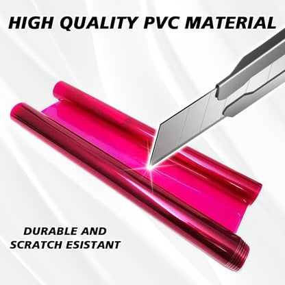 Tint Film for Taillight Headlight Fog Light, 12×48 Inches Vinyl Self-Adhesive Car Tail Light Tape, Brake Light Headlight Cover Protection Film Color Shiny Chameleon Sticker (Pink) - color: Pink