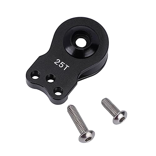 DJX Aluminum 25T Servo Saver 3 Holes Adjustable Hi-Torque Servo Horn for 1/8 1/10 Remote Control Car Boat (Black) - color: Black
