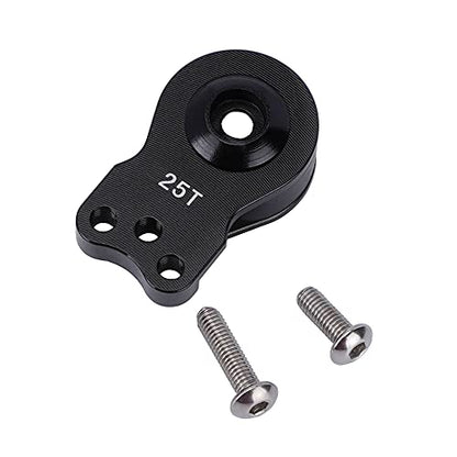 DJX Aluminum 25T Servo Saver 3 Holes Adjustable Hi-Torque Servo Horn for 1/8 1/10 Remote Control Car Boat (Black) - color: Black