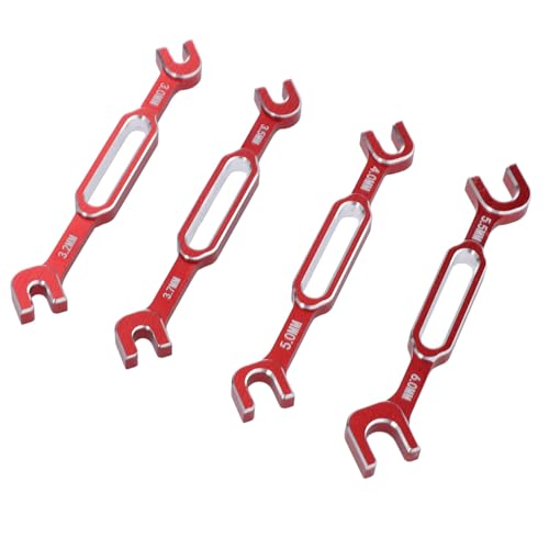 RiToEasysports 4PCS RC Turnbuckle Wrench, Aluminum Alloy RC Car Repair Tool with 3.0 3.2 .5 .7 4.0 5.0 6.0mm Sizes for Maintenance (Red)