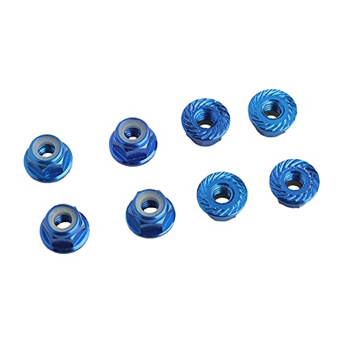 8PCS Flange M4 Lock Nuts Serrated Nylon Self-Tightening Aluminum M4 Wheel Hardware for Axial HPI TLR ECX Model RC Car Vehicles Upgraded Replacement Parts (Dark Blue) - color: Dark Blue