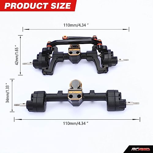 RCAWD All Metal Front Rear Axles with Center Drive Shaft and Diff Gear for 1/24 ECX Barrage Portal Axle RGT FTX Series RC Crawler Upgrades Parts Black - color: Black