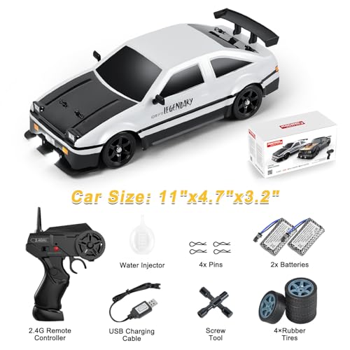 Mostop Remote Control Car 1:16 RC Drift Car with Spraying, 2 Batteries, LED Lights, 18KM/H High Speed RC Car for Drifting and Racing, RC Sport Racing Cars Model Vehicles for Kids Boys Birthday Gift
