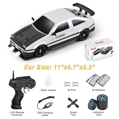Mostop Remote Control Car 1:16 RC Drift Car with Spraying, 2 Batteries, LED Lights, 18KM/H High Speed RC Car for Drifting and Racing, RC Sport Racing Cars Model Vehicles for Kids Boys Birthday Gift