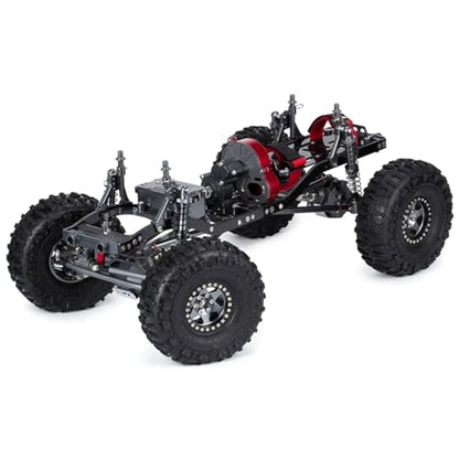 SCX10 Chassis Set for 1/10 RC Crawler w/Carbon Fiber Rails Metal Brace Skid Plate Adjustable Shock Mount Radio Box Battery Tray (Black Set) - color: Black Set