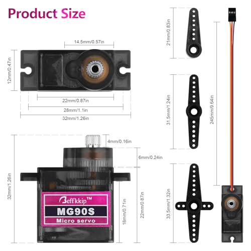 MG90S 9g Metal Gear Micro Servos, 4-Pack | Compact 9g servos with metal gears for RC models, robot joints and Arduino-compatible motion-control projects. - style: 4PCS