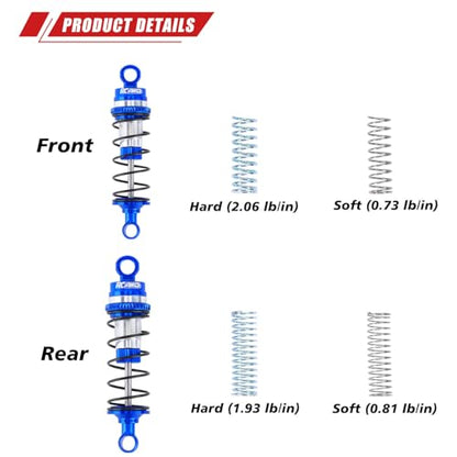RCAWD Alloy Front Rear Shock for Losi 1/16 Mini-B 1/18 Mini-T Shocks Series Upgrades Part Blue - color: Blue