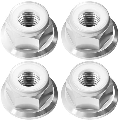 4Pcs M4 Flange Nuts Aluminum, M4-0.7mm Hex Flange Nylon Insert Lock Nuts for 1/10 Scale RC Car Traxxas Slash 4x4 2WD Stampede VXL Rustler VXL HPI Redcat Axial Racing Truck Buggy Crawler Wheels - color: Silver, size: 4Pcs