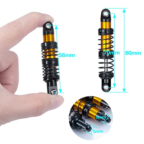 Que-T 4pcs Aluminum Alloy RC Shock Absorber for Axial Scx10 90046 D90 Trx4 Wraith 1/10 Crawler Car (70mm) - size: 70mm