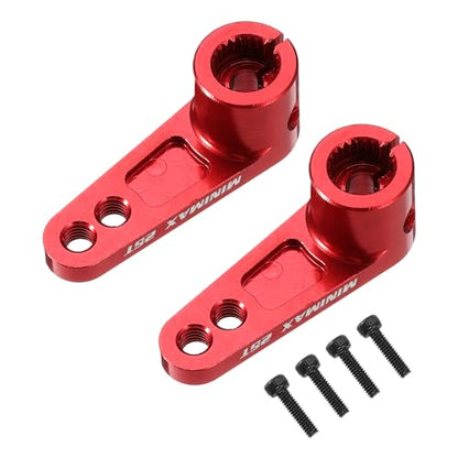 MECCANIXITY Aluminum Alloy 25T Steering Servo Arm Horn Red for 1/8 1/10 RC Car/Boat/Airplane Boat Accessories 2 Pcs - color: Red