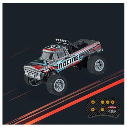 1/64 Scale Alloy RC Car 2.4GHZ Off-Road Remote Control Car with Trailer Three Speed Adjustment Small RC Truck Gifts for Christmas Day Birthday (HB09 Black) - style: HB09 Black