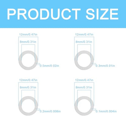 M8x12mm Shim Washers for Mechanical Engineering,48pcs 304 Stainless Steel | 0.1,0.2,0.3,0.5mm precision thin spacers,12 pcs each,for M8 bolts,DIY projects,component alignment and machinery setup - size: M8x12