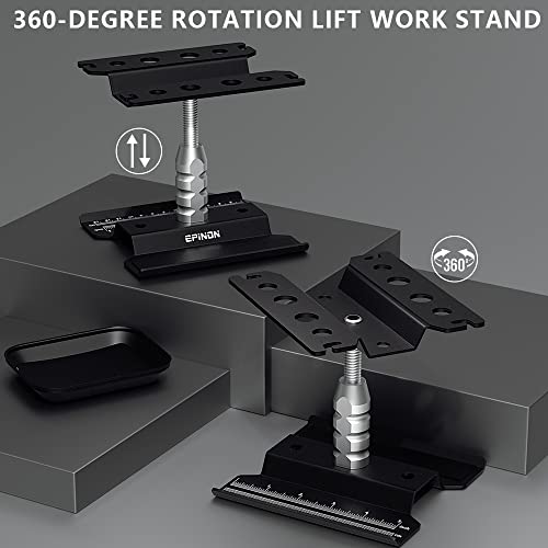 RC Car Stand with RC Screwdriver & Screws Pallet for 1/8 1/10 1/12 1/16 1/18 RC Car | 360-degree Rotation, Adjustable Height 3.54in to 5.11in